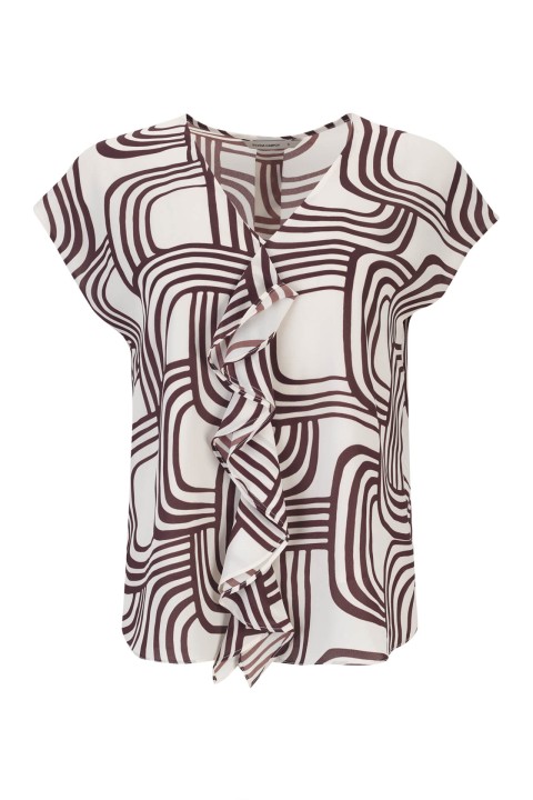 Printed blouse with bias-cut ruffle Printed blouse with bias-cut ruffle