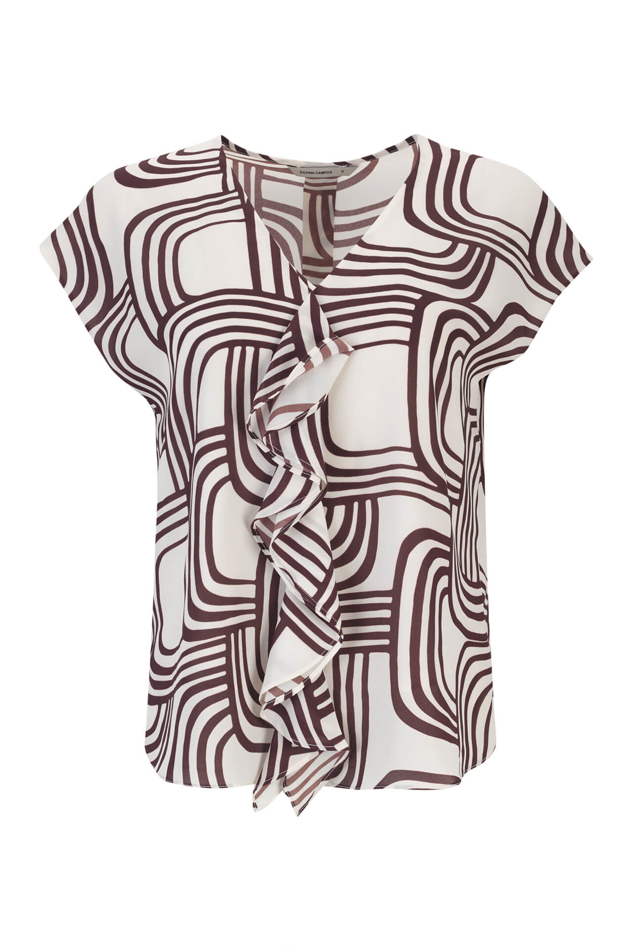 Printed blouse with bias-cut ruffle