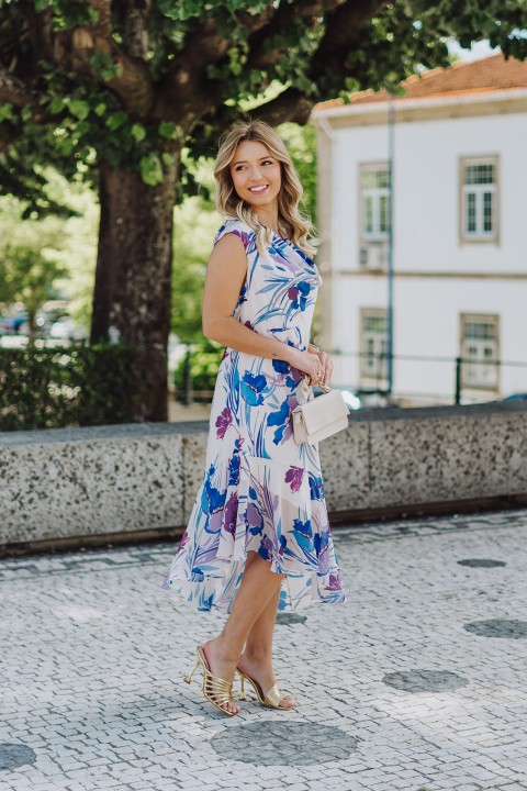 Vestido gola drapeada