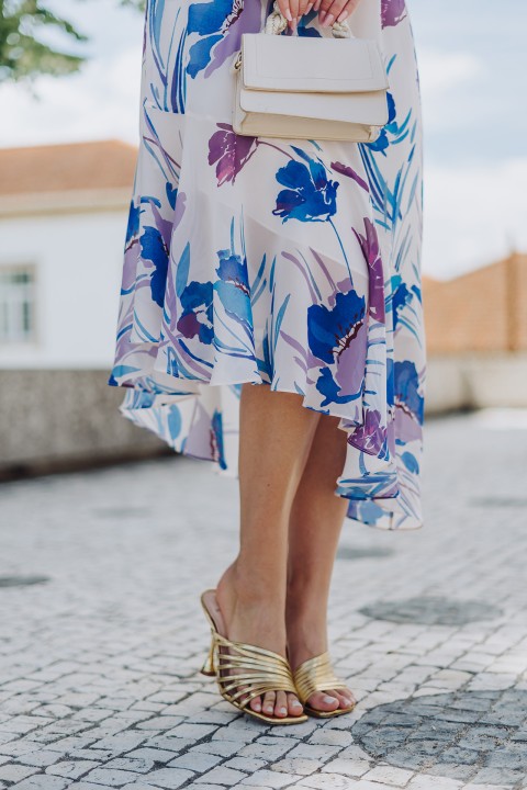 Vestido gola drapeada