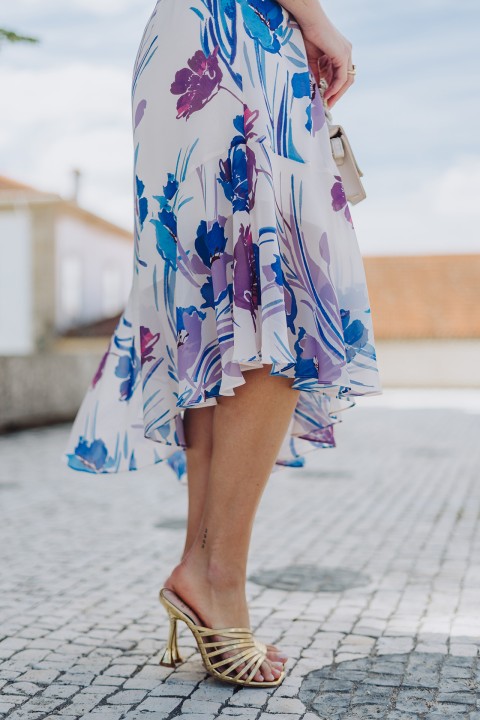 Vestido gola drapeada