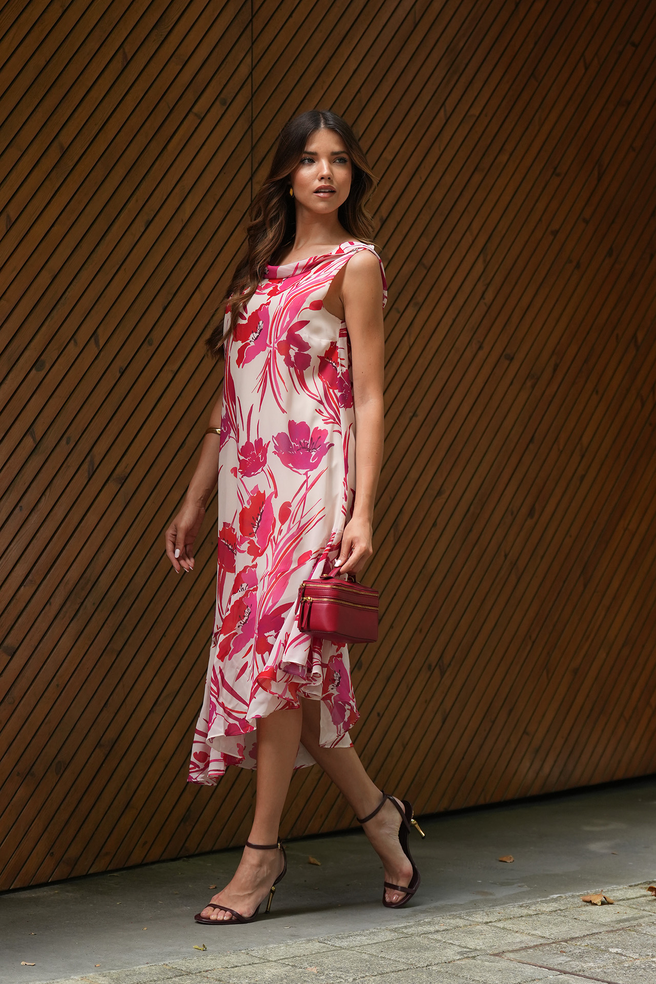 Draped-collar dress