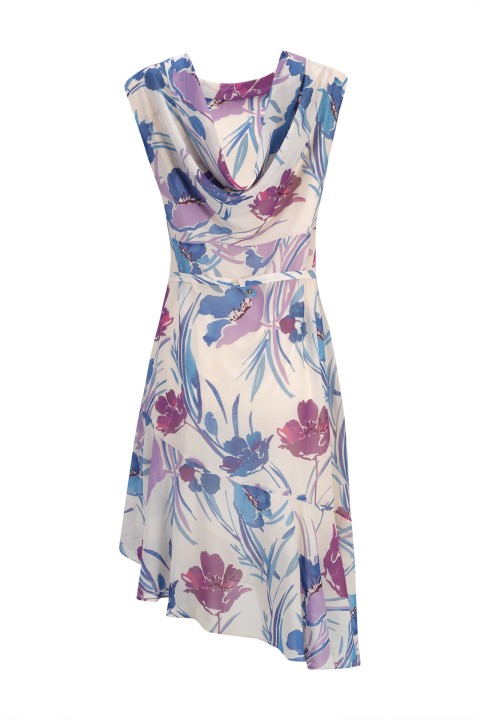 Vestido gola drapeada