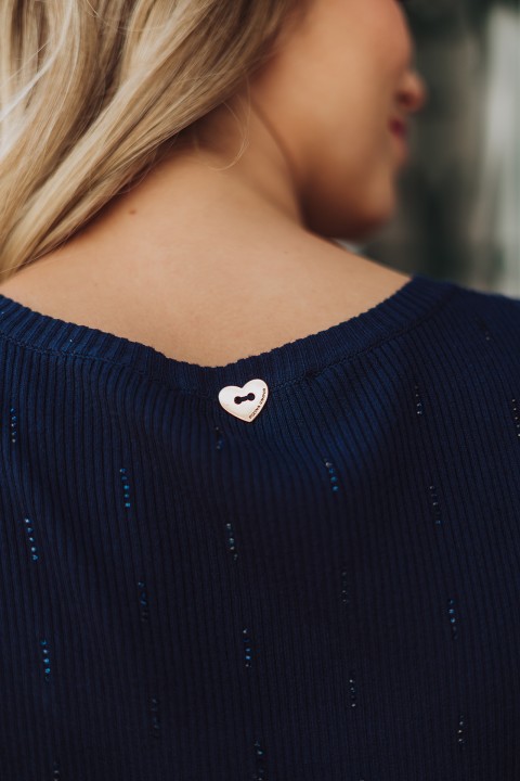 Ribbed knit top with embellishments