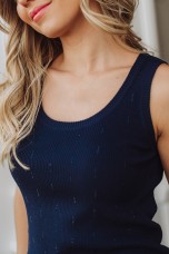 Ribbed knit top with embellishments
