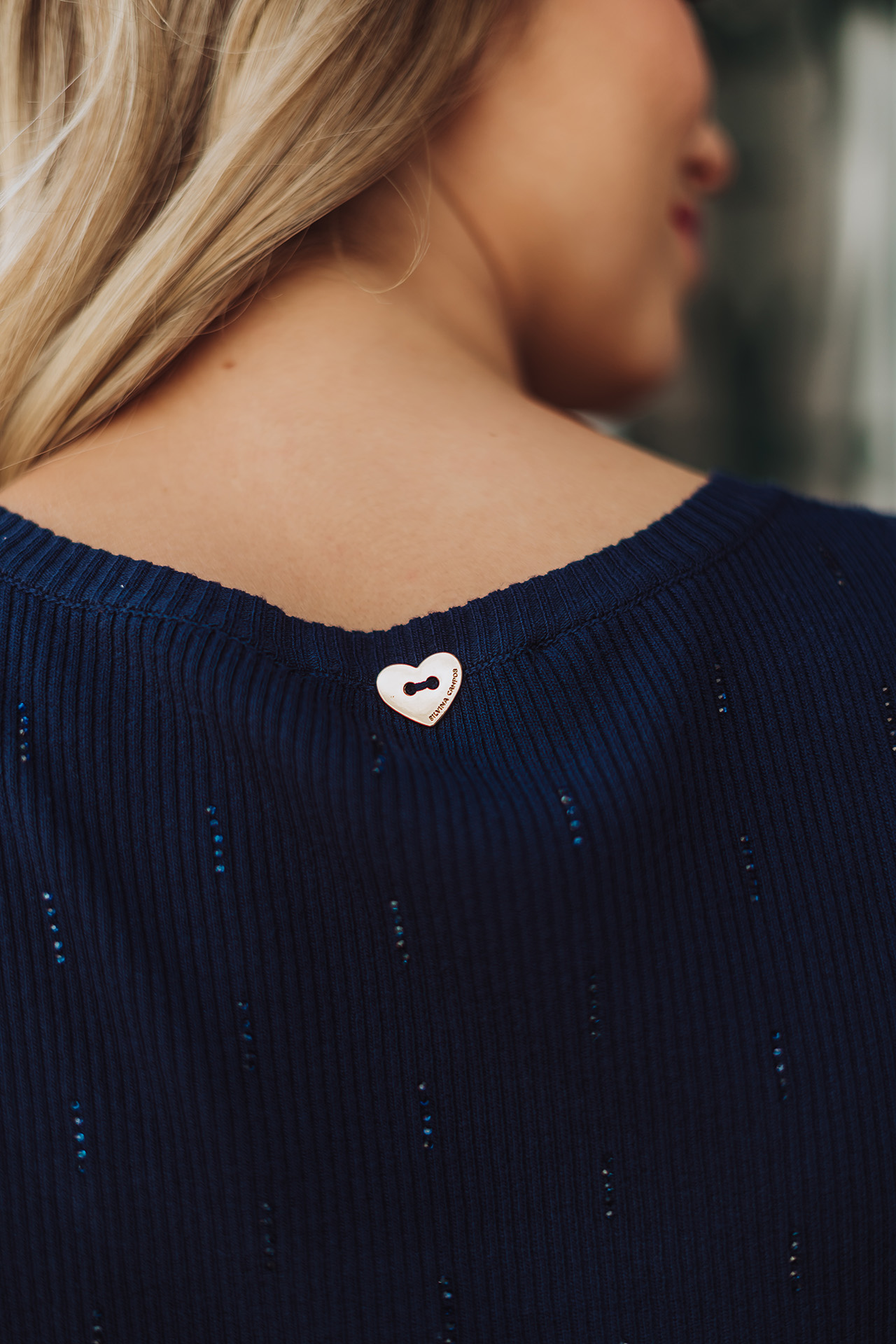 Ribbed knit top with embellishments