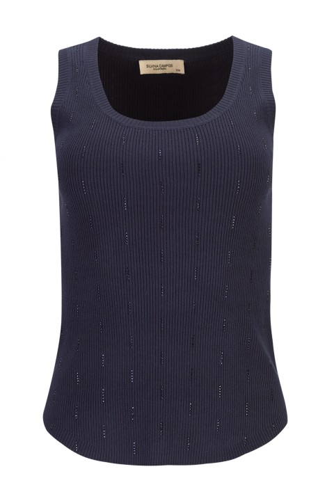 Ribbed knit top with embellishments