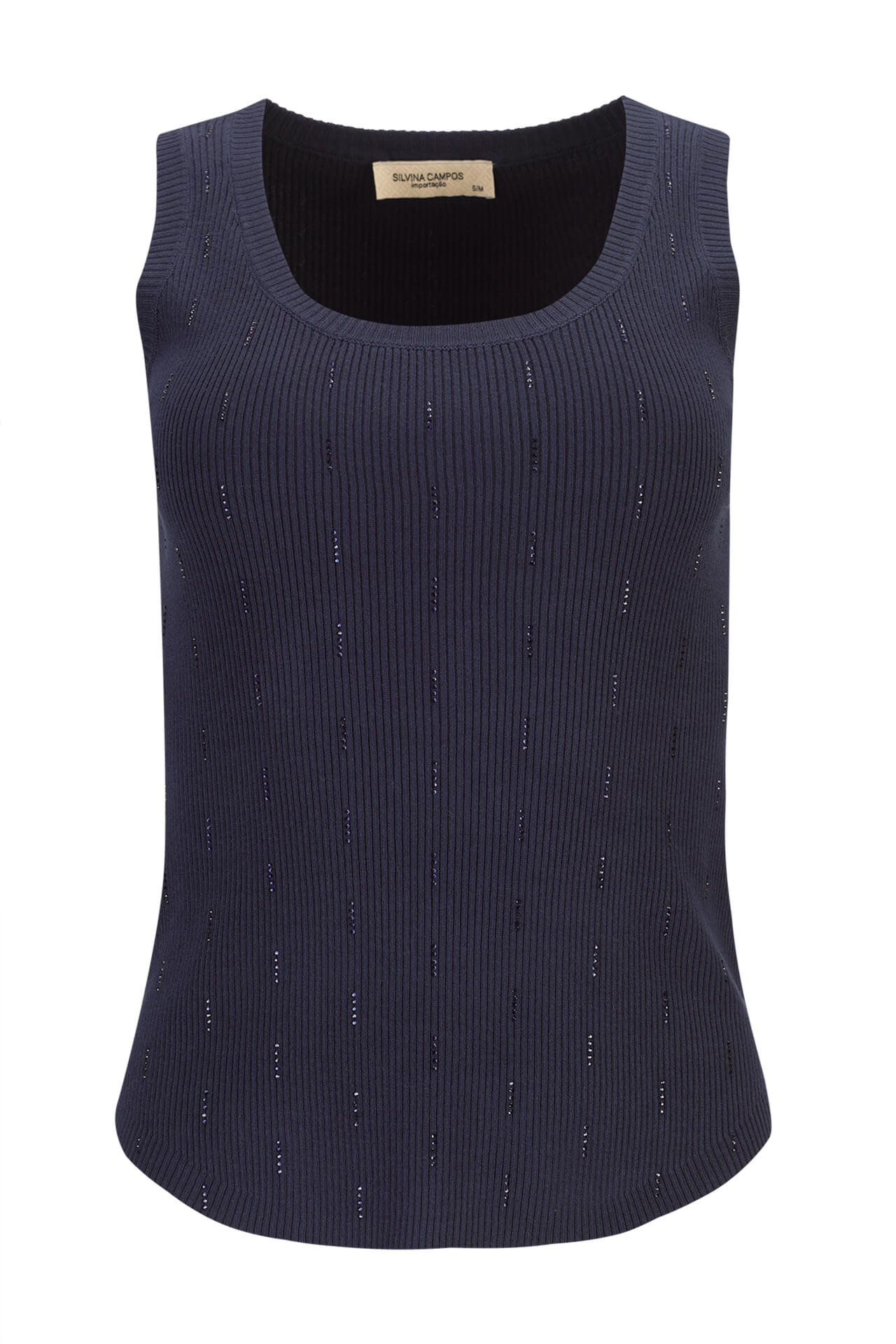 Ribbed knit top with embellishments