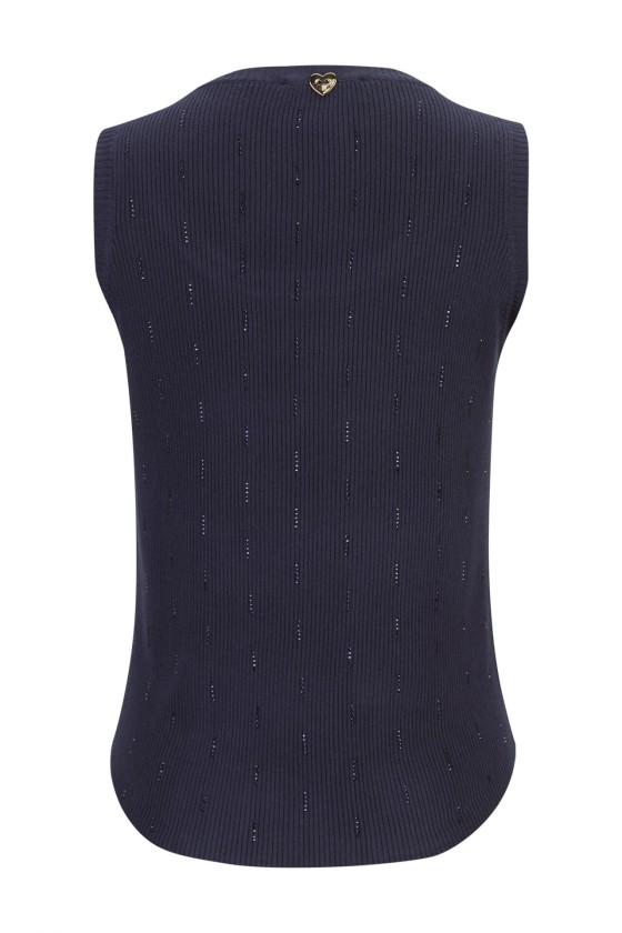 Ribbed knit top with embellishments