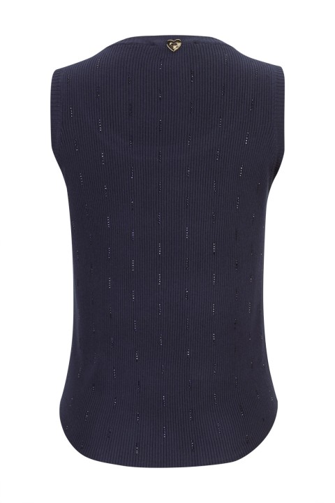 Ribbed knit top with embellishments