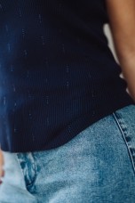 Ribbed knit top with embellishments