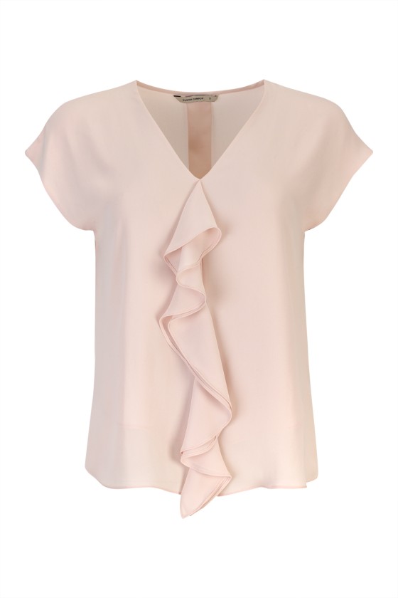 Blouse with bias-cut ruffle