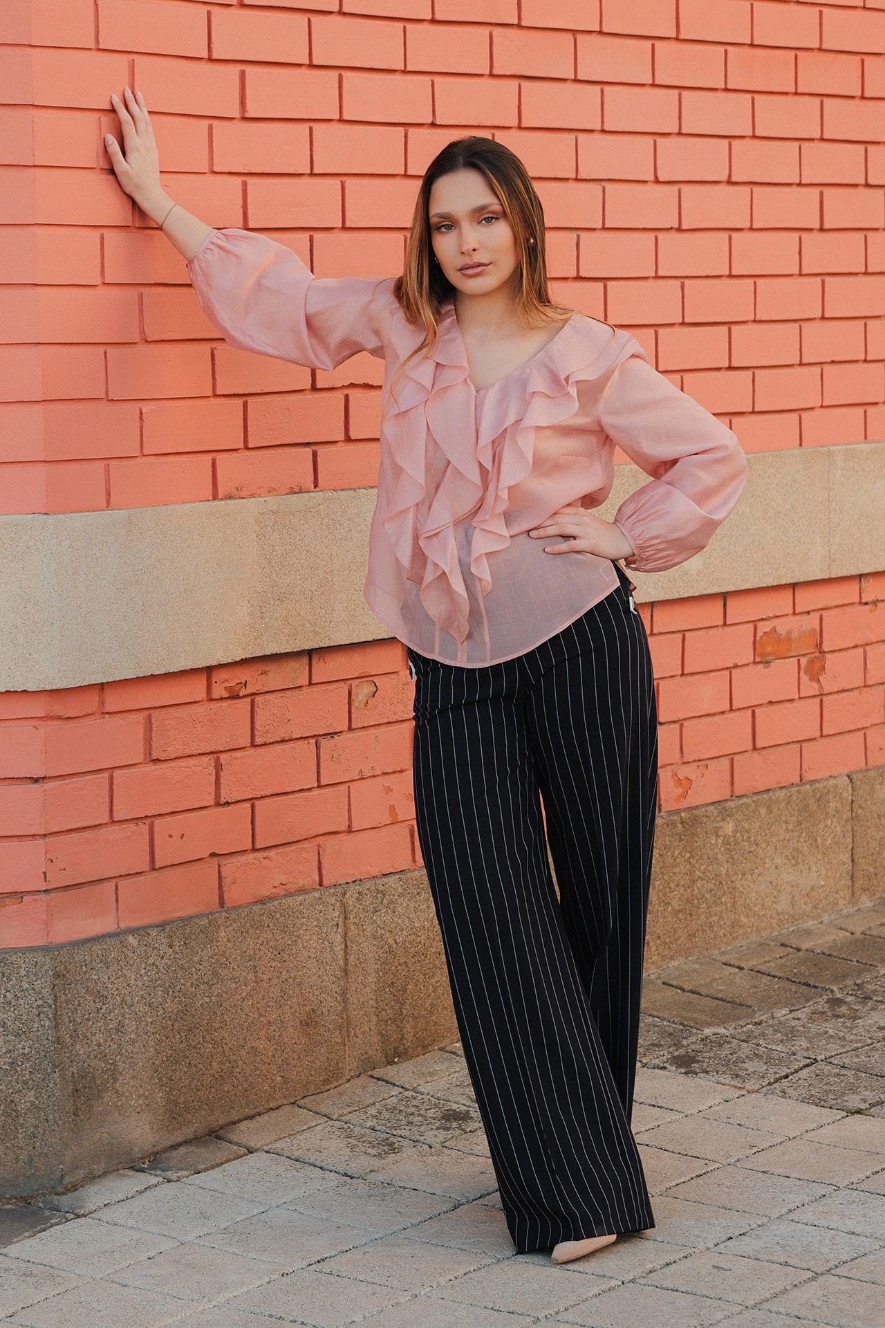 Pinstriped trousers