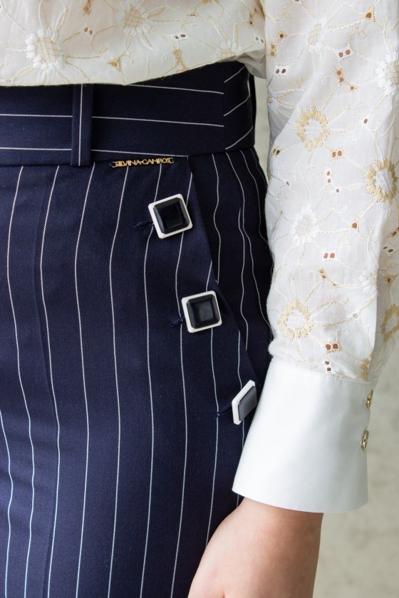 Pinstriped trousers