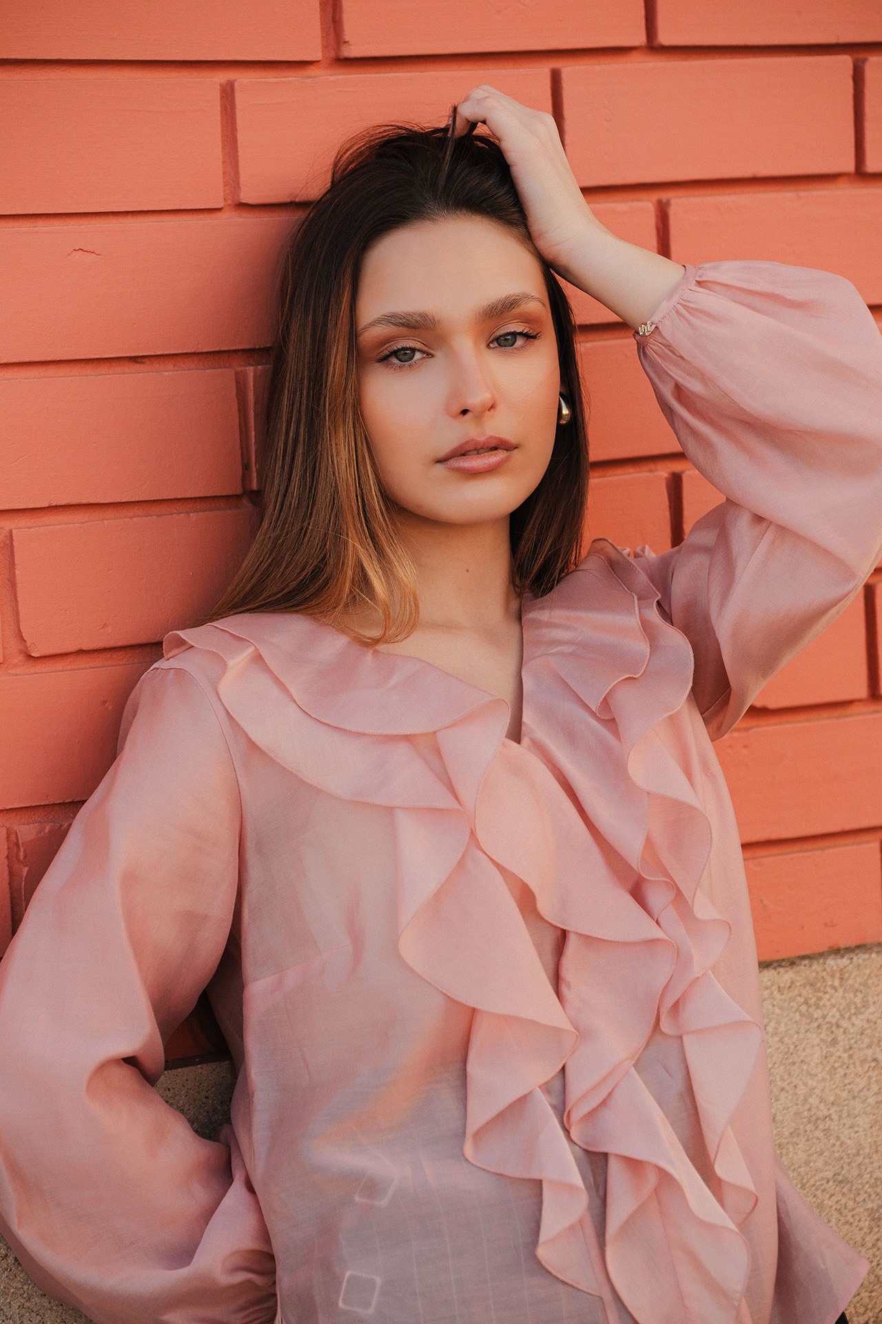 Atelier blouse with front ruffles