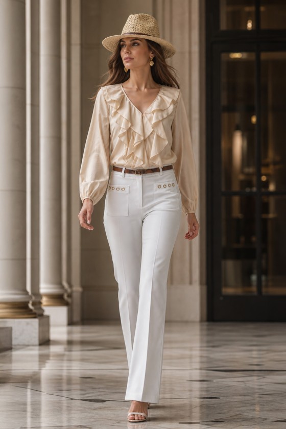Atelier blouse with front ruffles