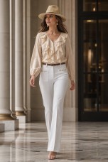 Atelier blouse with front ruffles