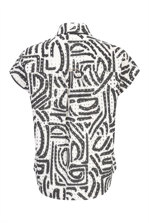 Ethnic-style cotton blouse