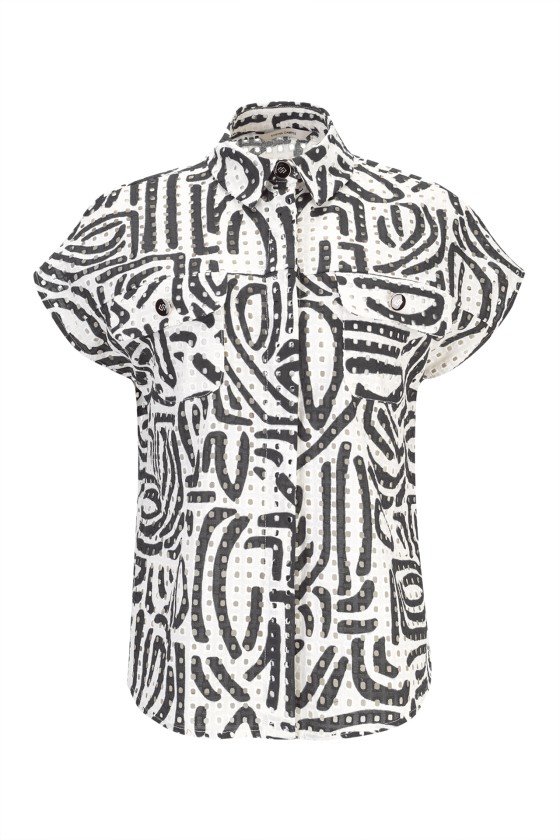 Ethnic-style cotton blouse