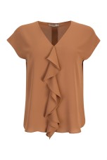 Blouse with bias-cut ruffle