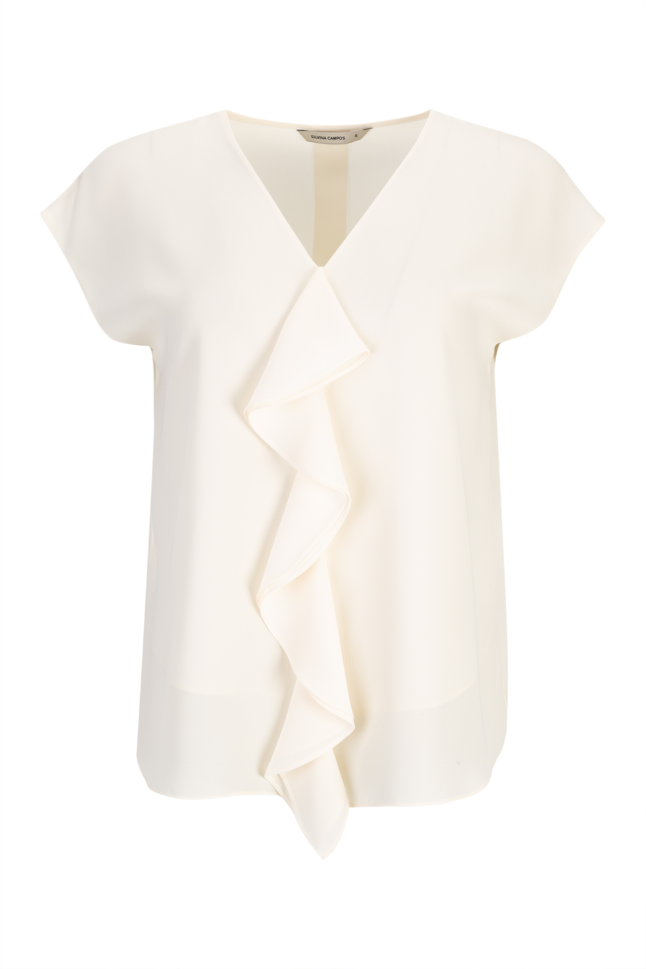 Blouse with bias-cut ruffle