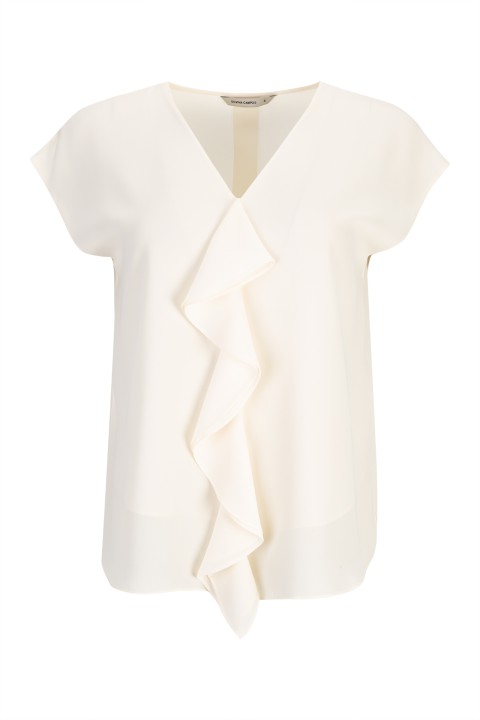 Blouse with bias-cut ruffle