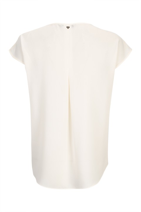 Blouse with bias-cut ruffle