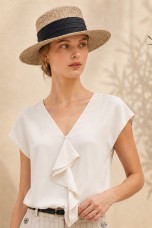 Blouse with bias-cut ruffle