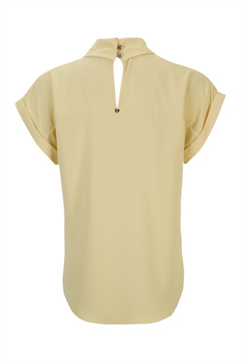 Blouse with a twisted collar Blouse with a twisted collar