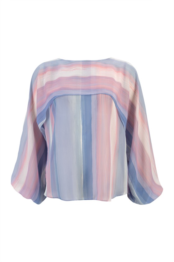 Blouse with cape-effect sleeves