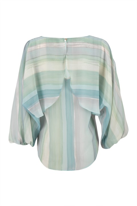 Blouse with cape-effect sleeves Blouse with cape-effect sleeves