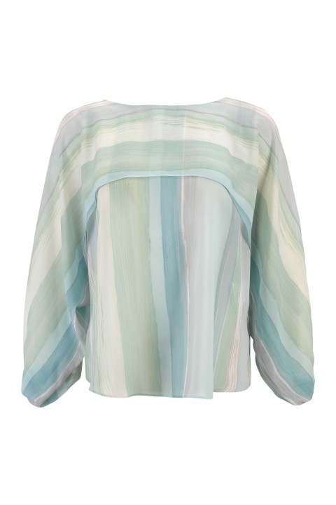 Blouse with cape-effect sleeves Blouse with cape-effect sleeves