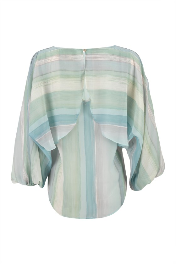 Blouse with cape-effect sleeves