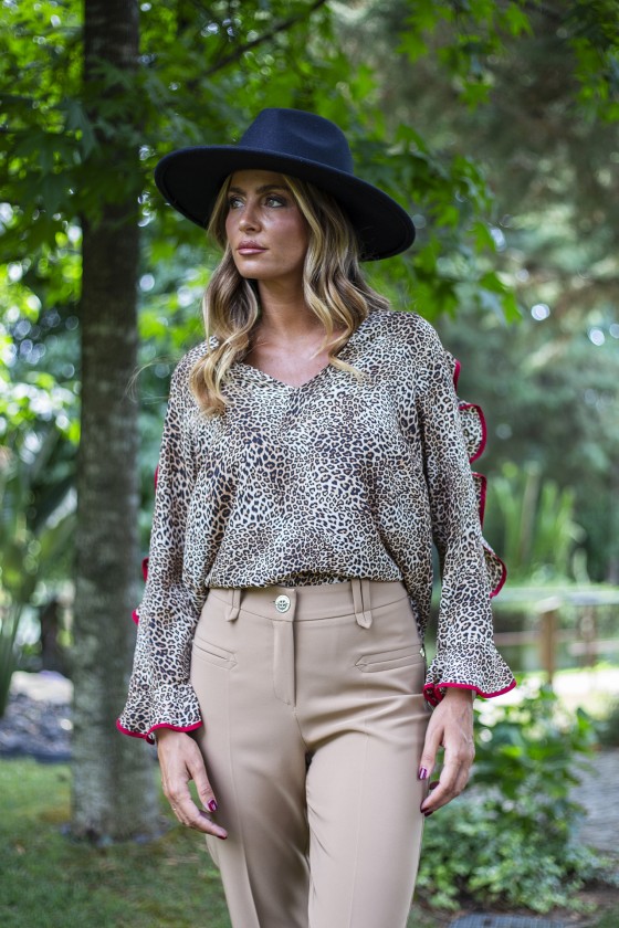 Printed tunic with trim