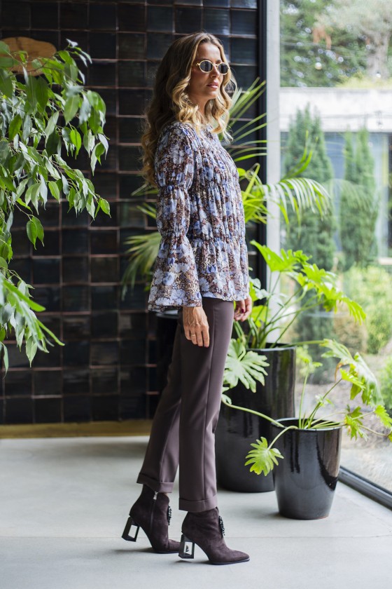 Blouse with elasticated ruching