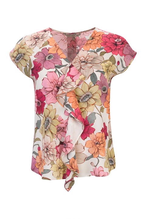 Blouse with bias-cut ruffle Blouse with bias-cut ruffle
