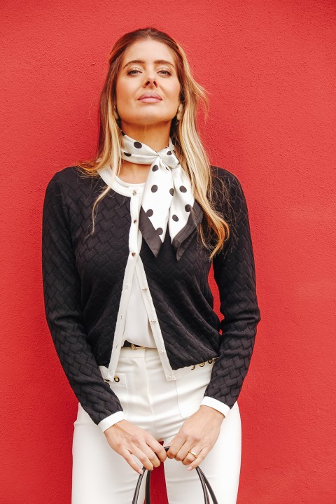 Knit cardigan with heart-shaped buttons