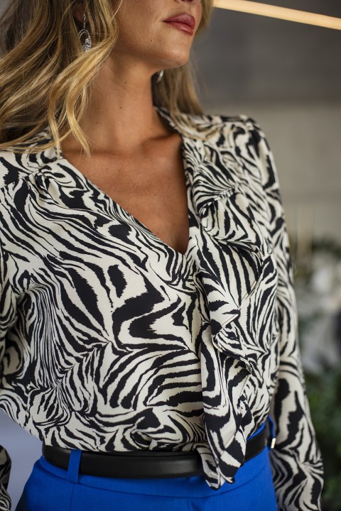 Zebra print ruffled tunic