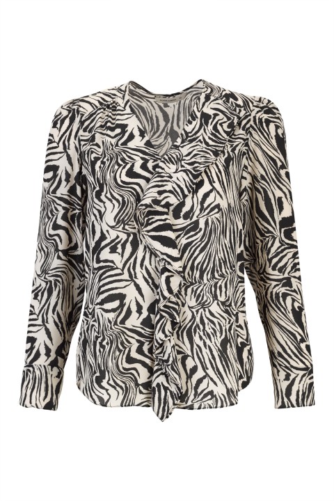 Zebra print ruffled tunic