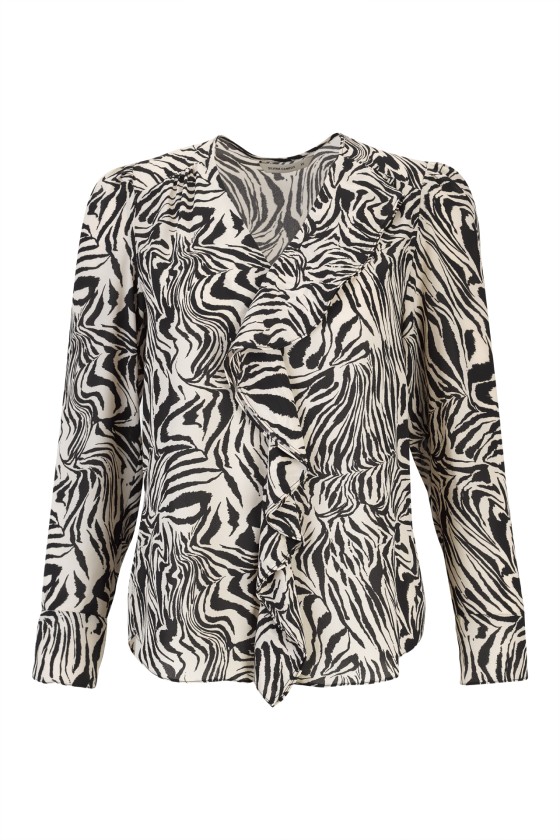 Zebra print ruffled tunic