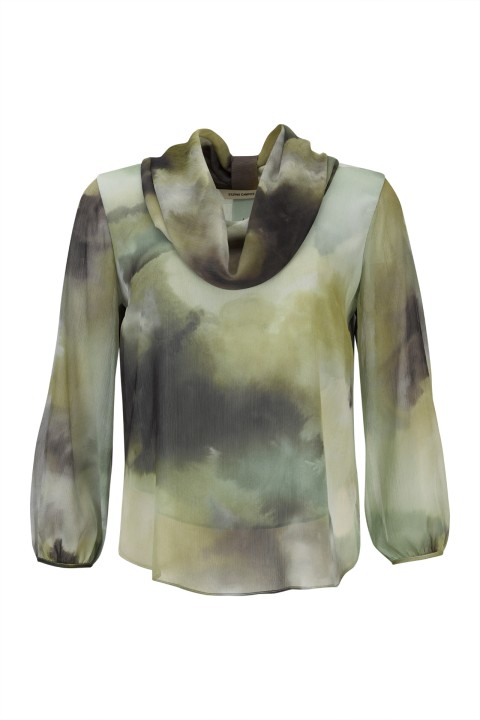 Watercolor tunic with a roll collar