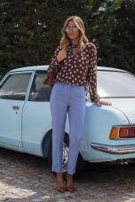 Polka dot tunic with twisted collar