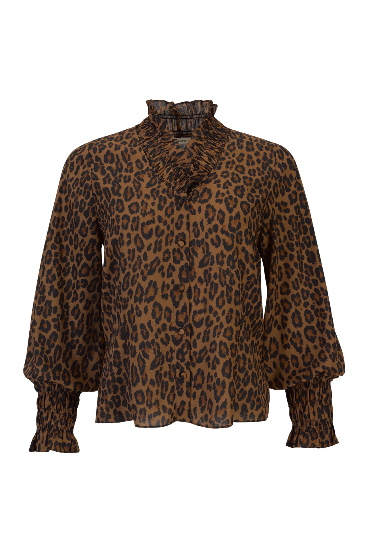 Printed blouse with a ruffled collar