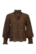 Printed blouse with a ruffled collar