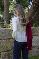 Tunic with adjustable gathered belt