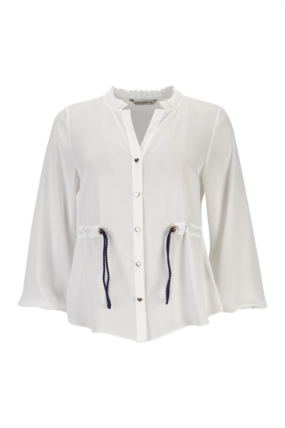 Tunic with adjustable gathered belt