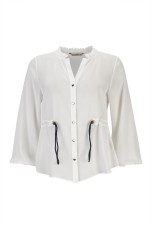 Tunic with adjustable gathered belt