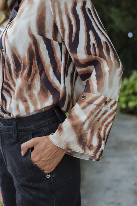 Asymmetrical printed tunic