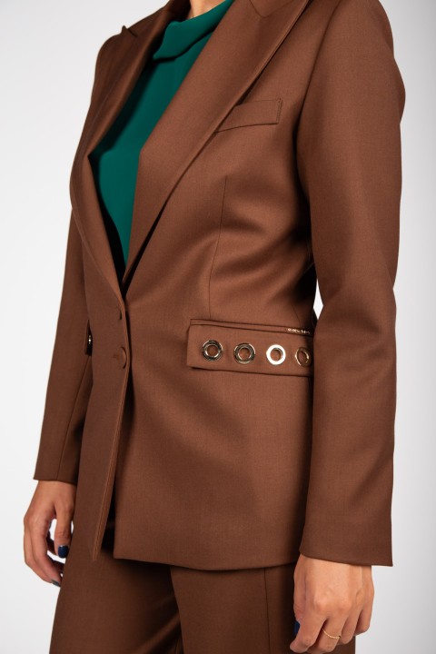 Maxi blazer with eyelets
