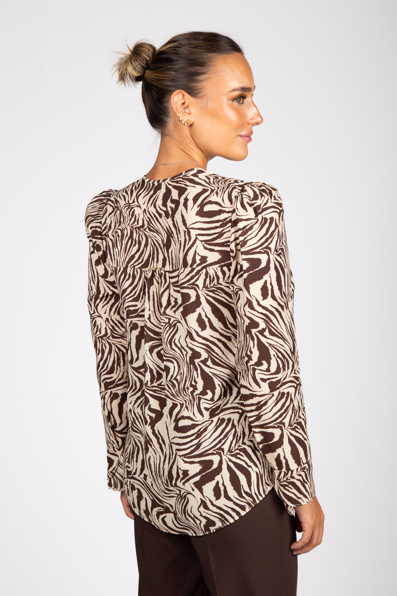 Zebra print ruffled tunic
